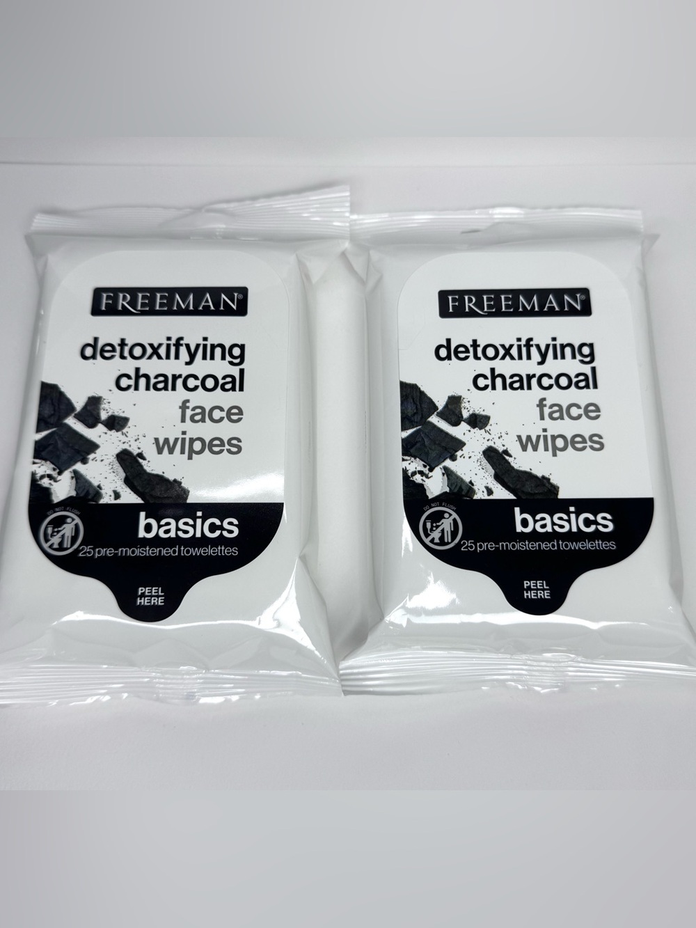 Freeman Detoxifying Charcoal Face Wipes - 2 Packs NEW